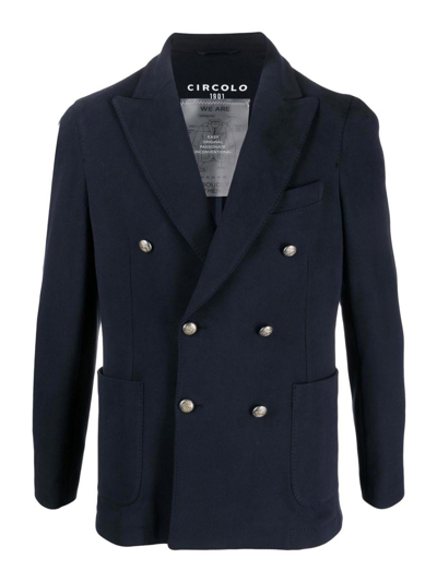 Shop Circolo 1901 Double-breasted Cotton Jacket In Blue