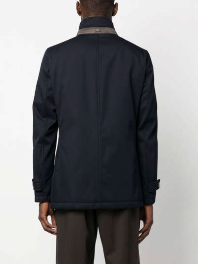 Shop Herno Stand-up Collar Wool Jacket In Blue