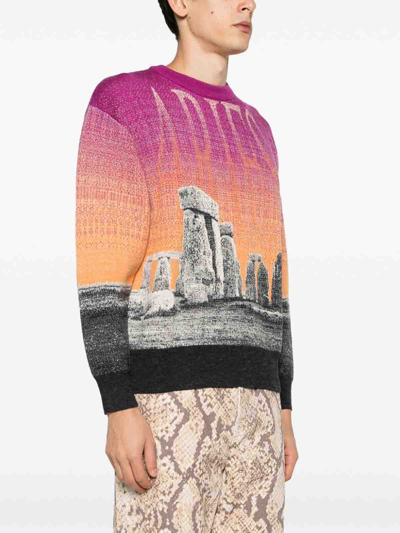 Shop Aries Printed Wool Blend Sweater In Multicolour