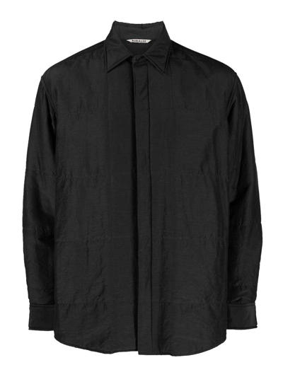 Shop Auralee Silk Blend Quilted Shirt In Black
