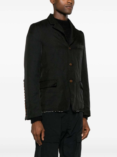 Shop Comme Des Garçons Black Frayed-hem Blazer