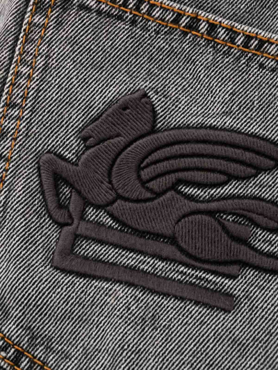 Shop Etro Wide Leg Denim Jeans In Negro