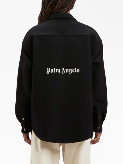Palm Angels Logo Embroidered Buttoned Shirt In Black