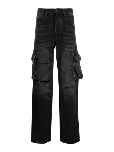 Shop Purple Brand Relaxed Cargo Denim Jeans In Negro