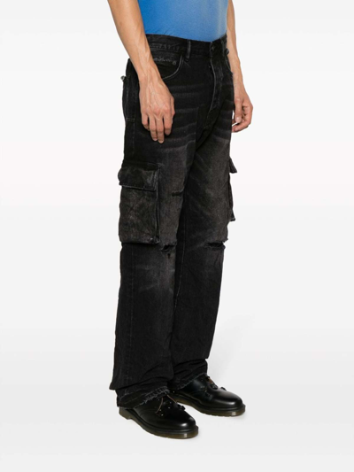 Shop Purple Brand Relaxed Cargo Denim Jeans In Negro