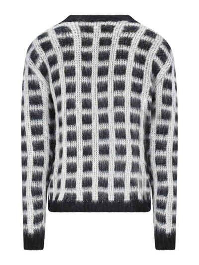 Marni Checked Mohair-blend Cardigan In Black