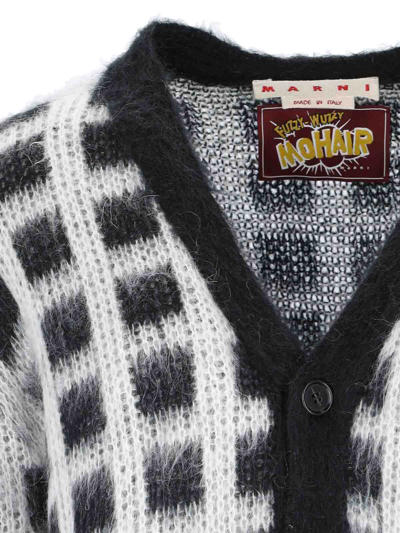 Marni Checked Mohair-blend Cardigan In Black