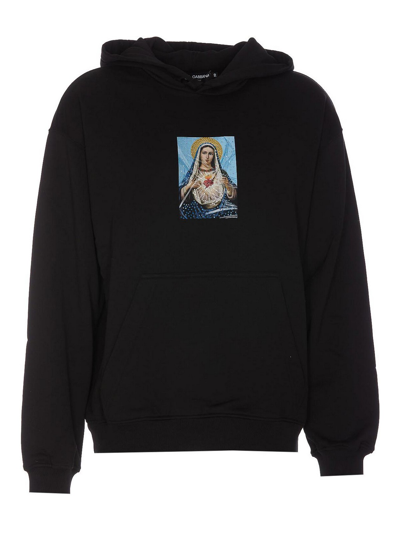 Shop Dolce & Gabbana Printed Hoodie With Termostrass In Black
