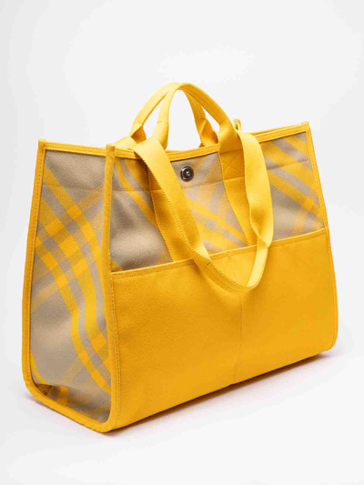 Shop Burberry `pocket` Tote Bag In Yellow
