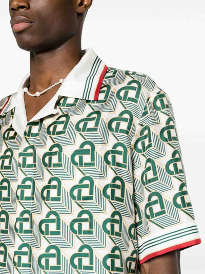 Shop Casablanca Cuban Collar Short Sleeve Shirt In Green
