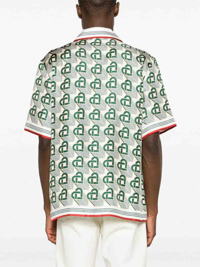 Shop Casablanca Cuban Collar Short Sleeve Shirt In Green