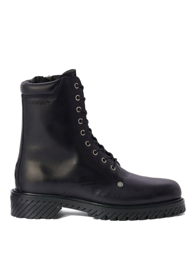 Shop Off-white Combat Lace Up Boot In Black