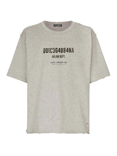 Shop Dolce & Gabbana Grey Logo-print T-shirt