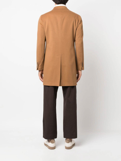 Shop Tagliatore Brown Tailored Thigh-length Coat