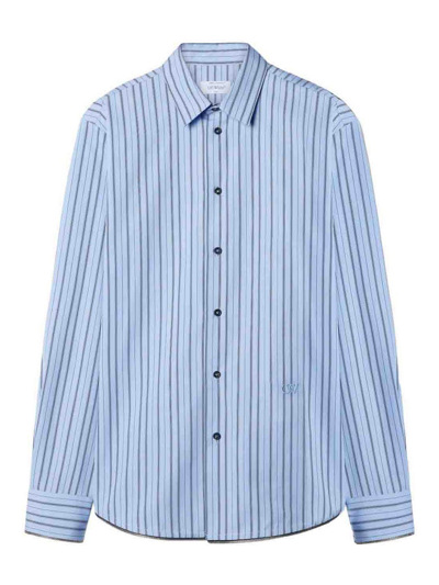 Off-white Gestreiftes Hemd Mit Reissverschlussdetail In Blue