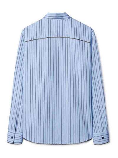 Off-white Gestreiftes Hemd Mit Reissverschlussdetail In Blue