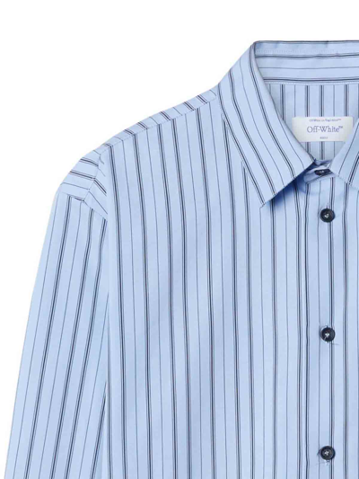 Off-white Gestreiftes Hemd Mit Reissverschlussdetail In Blue