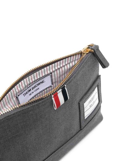 Shop Thom Browne Twill-weave Zipped Pouch In Grey