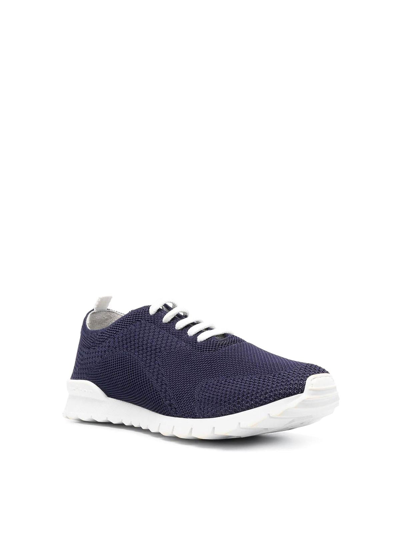 Shop Kiton Blue Knitted Sneakers In Dark Blue