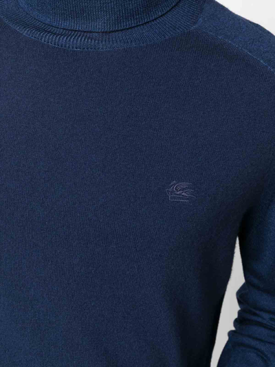 Shop Etro Embroidered Jumper In Dark Blue