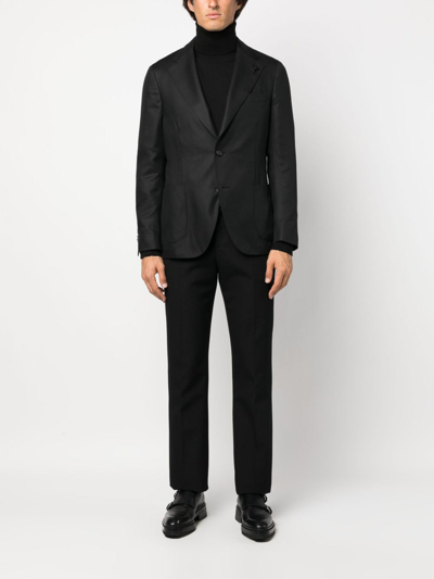 Shop Lardini Notched-lapel Single-breasted Blazer In Negro