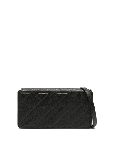 Shop Off-white 3d Diag Leather Crossbody Bag In Negro