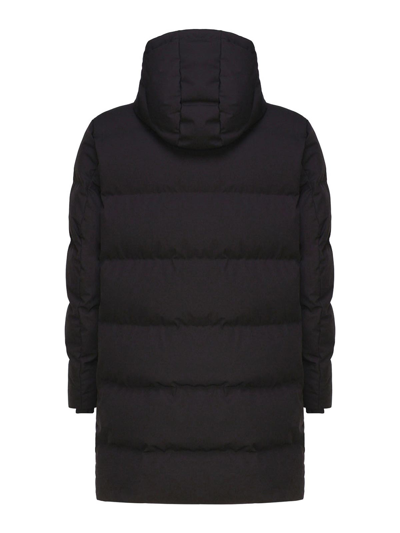 Fay Padded Long Coat In Black