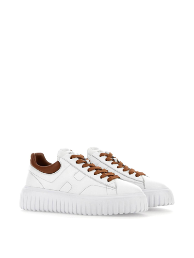 Shop Hogan Leather Sneakers In White