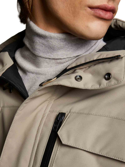 Fay Hooded Long-sleeved Casual Jacket In Beige