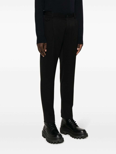 Dolce & Gabbana Slim Fit Cotton Trousers With Back Pockets In Black
