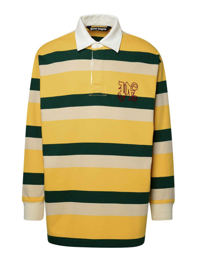 Shop Palm Angels Polo M/l Rugby Monogram In Yellow