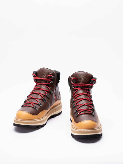 Moncler Peka Trek Leather Hiking Boots In Brown