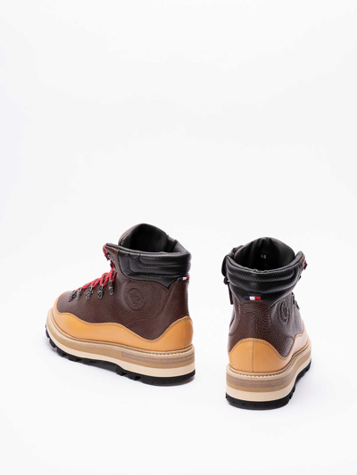 Moncler Peka Trek Leather Hiking Boots In Brown