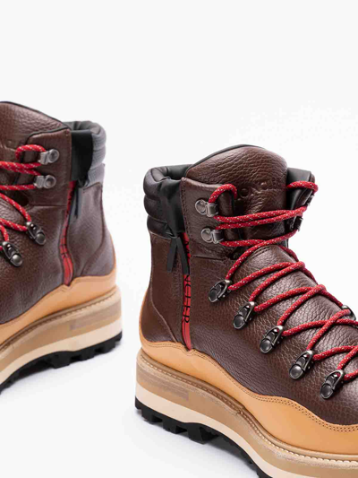 Moncler Peka Trek Leather Hiking Boots In Brown