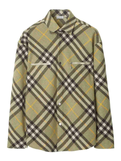 Burberry Wool Blend Overshirt In Neutrals