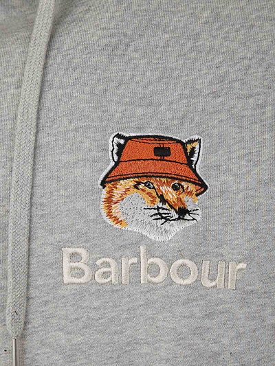 Shop Barbour X Maison Kitsune Hoodie In Grey