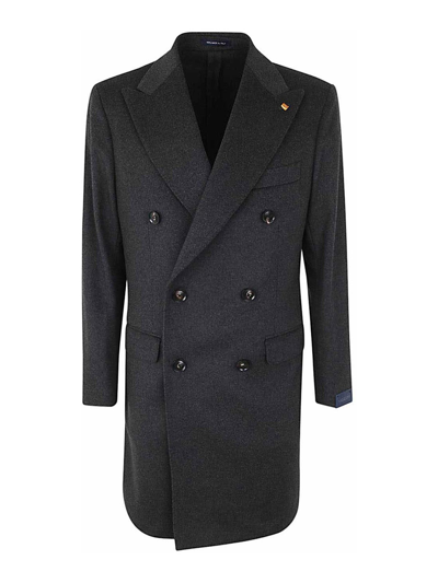 Shop Sartoria Latorre Enzo Double Breasted Coat In Grey