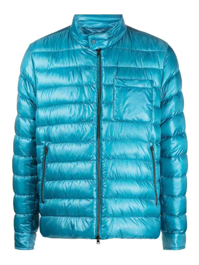 Shop Herno Zip-up Padded Jacket In Light Blue