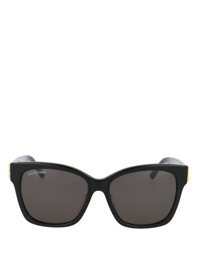 Balenciaga Acetate Sunglasses With Golden Monogram In Black