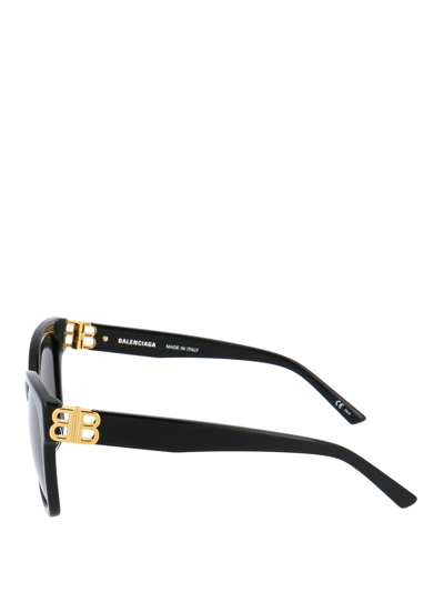 Balenciaga Acetate Sunglasses With Golden Monogram In Black