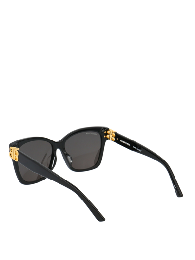 Balenciaga Acetate Sunglasses With Golden Monogram In Black