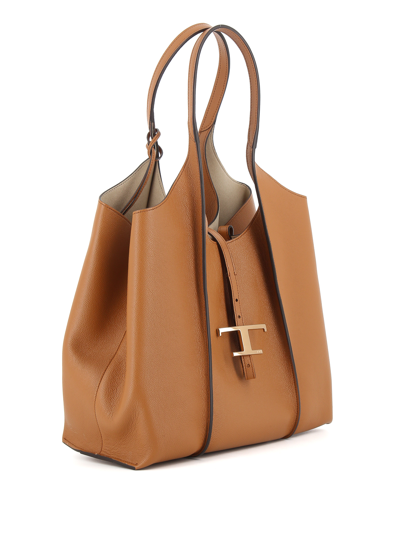 Tod's Mini T Timeless Leather Bag In Light Brown