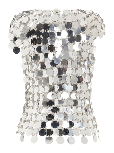Rabanne The Iconic Silver Sparkle Discs Top Silver In Plata