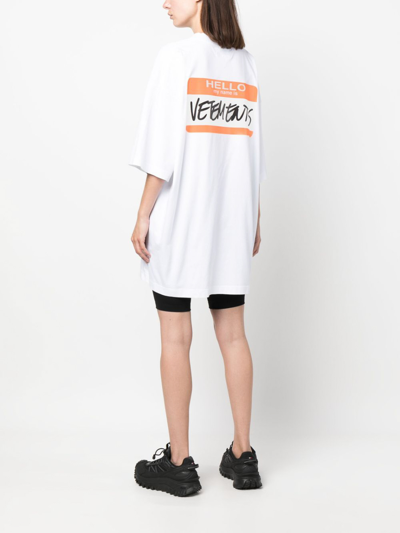 Shop Vetements My Name Is  Cotton T-shirt In White