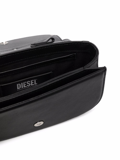 Diesel Rectangular Leather Shoulder Bag With Single Handle In Black