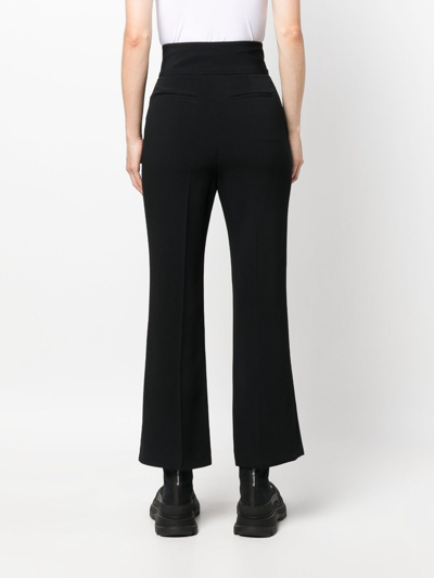 Shop Red Valentino High-waisted Cropped Trousers In Negro