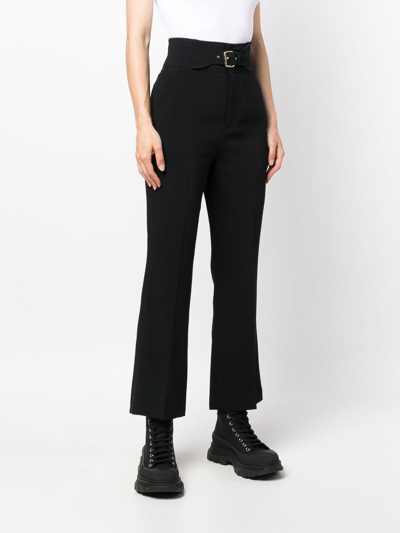Shop Red Valentino High-waisted Cropped Trousers In Negro