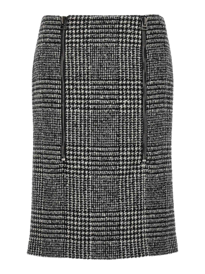 Shop Tom Ford Prince Of Wales Skirt In Blanco