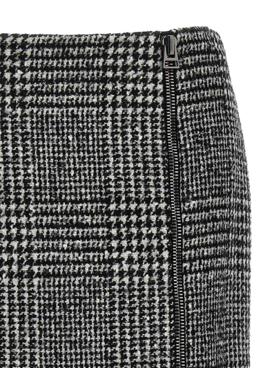 Tom Ford High-waisted Knee-length Fitted Houndstooth Skirt In Blanco