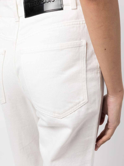 Shop Ferragamo Denim Cotton Jeans In Blanco